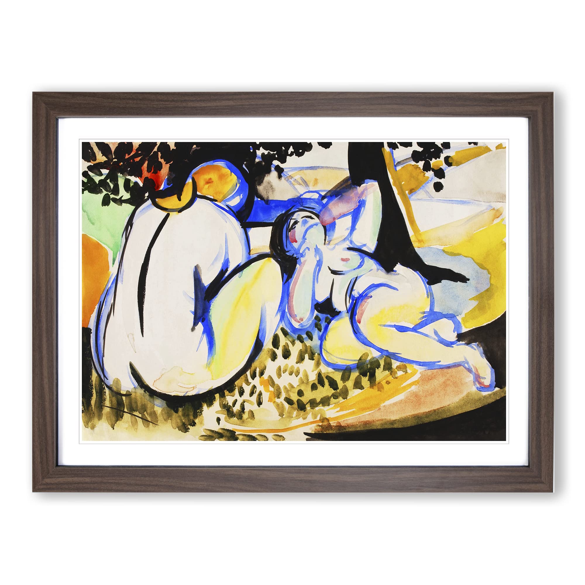 Nudes By Henry Lyman Sayen Classic Painting Framed Wall Art Print, Ready to Hang Picture for Living Room Bedroom Home Office Décor, Walnut A4 (34 x 25 cm)