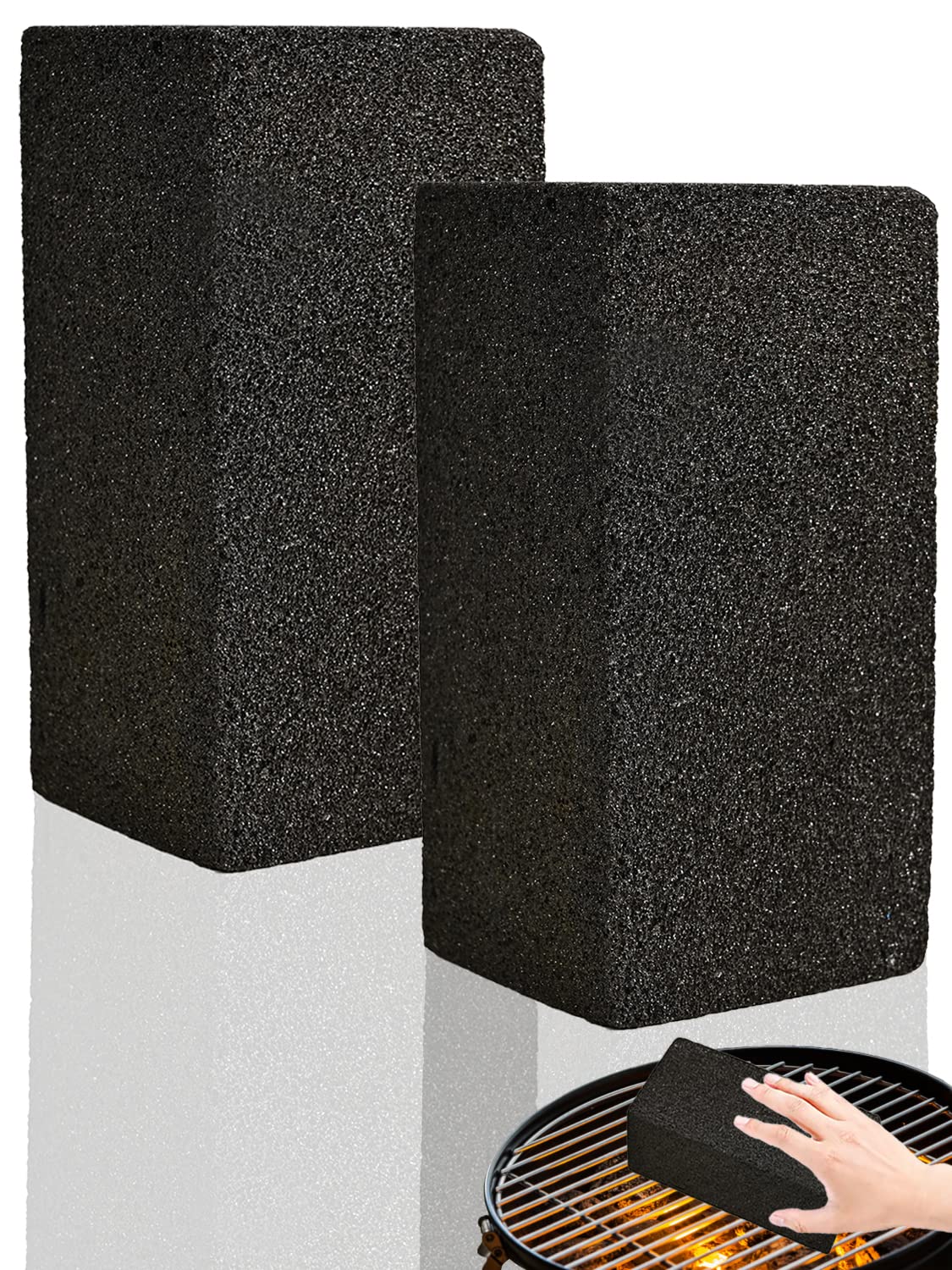 ChangWanna Grill Stone Cleaning Block - BBQ Pumice Griddle Grill Cleaning Brick, Magic Barbecue Scrubber Charcoal Stone Cleaner Commercial, Heavy Duty Grill Cleaning Block for Flat Top Rack, 2PCS โ image 1