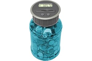 TEACHER'S CHOICE Digital Coin Counter Pennies Nickles Dimes Quarter Savings Jar | Transparent Blue Coin Bank w/LCD Display