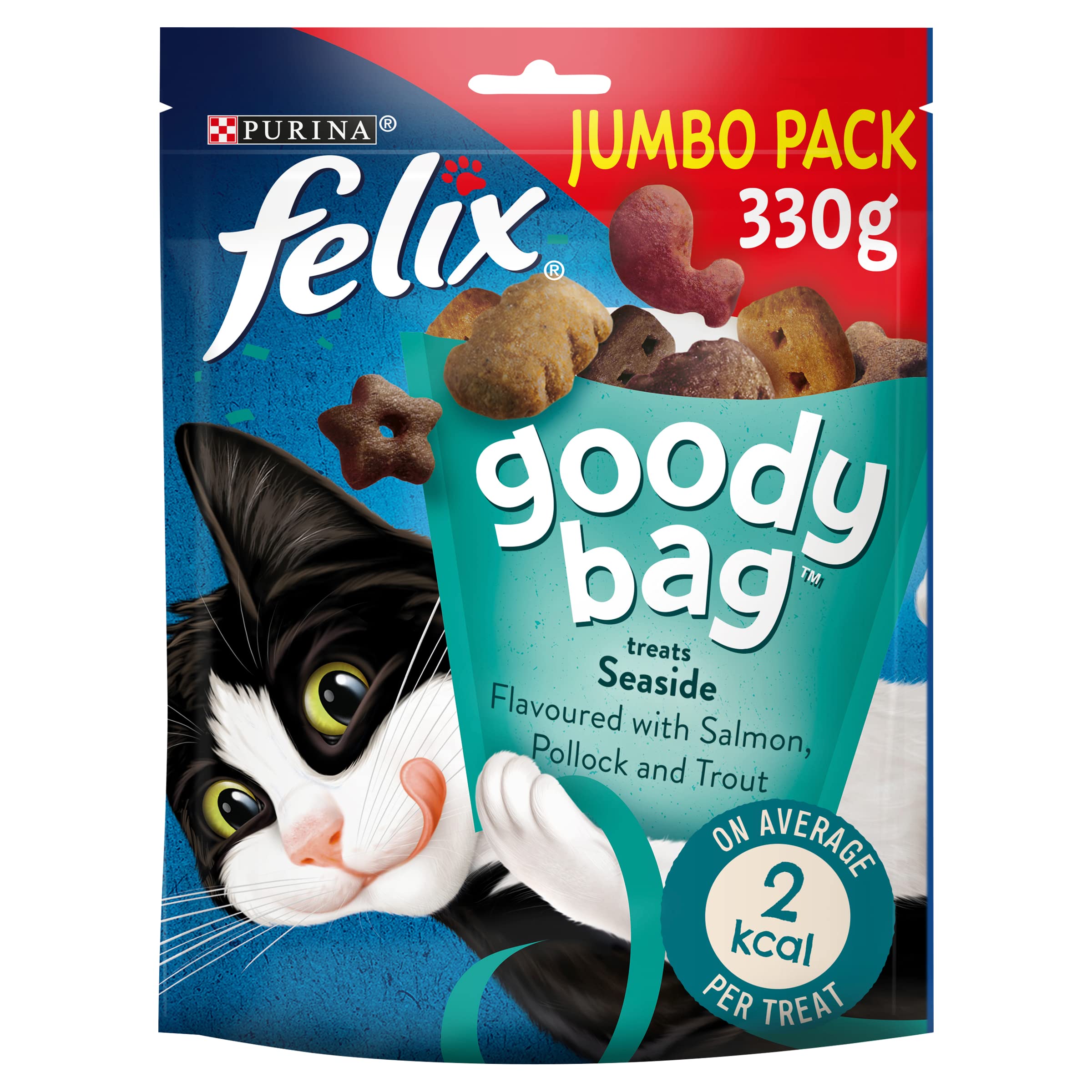 FELIX Goody Bag Seaside Mix Salmon, Pollock and Trout Cat Treats 330g (Pack of 5)