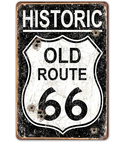 Plaque Route 66 - Gas- vintage - Déco américaine, Décoration Vintage US
