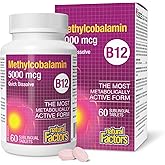 Natural Factors Vitamin B12 5000 mcg Methylcobalamin, 60 Sublingual Tablets