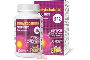 Natural Factors Vitamin B12 5000 mcg Methylcobalamin, 60 Sublingual Tablets