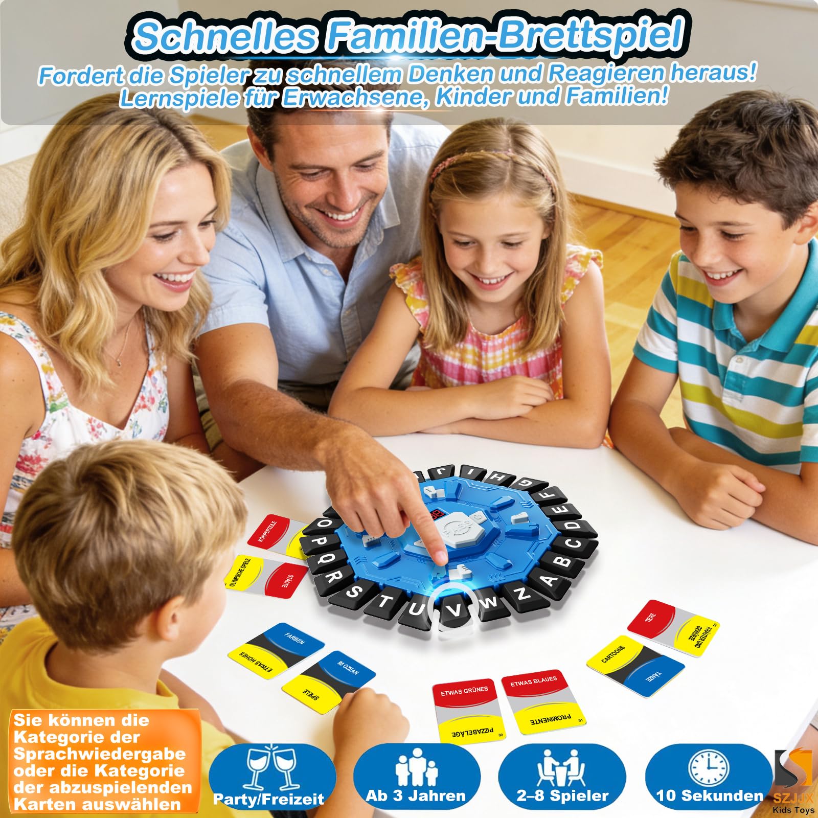 Wortspiel Buchstaben Drücken,Brettspiel Familienspiel mit 2 Modi,35 Karten 3