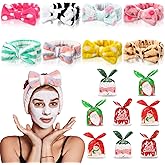 Tigeen 8 Pack Spa Headbands for Women Christmas Stocking Stuffers Facial Makeup Headband with 8 Pcs Christmas Themed Goodie Bags Xmas Gifts Basket Party Supplies for Woman Adult