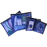 Travelon Set of 4 Mesh Pouches, Blue, 9.5 x 12.75 x 0.5