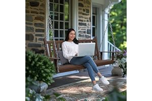 Yardenaler 5 FT Wooden Outdoor Porch Swing, Outdoor Hanging Bench Chair with Chain, Heavy Duty for Deck, Garden, Yard, Rustic