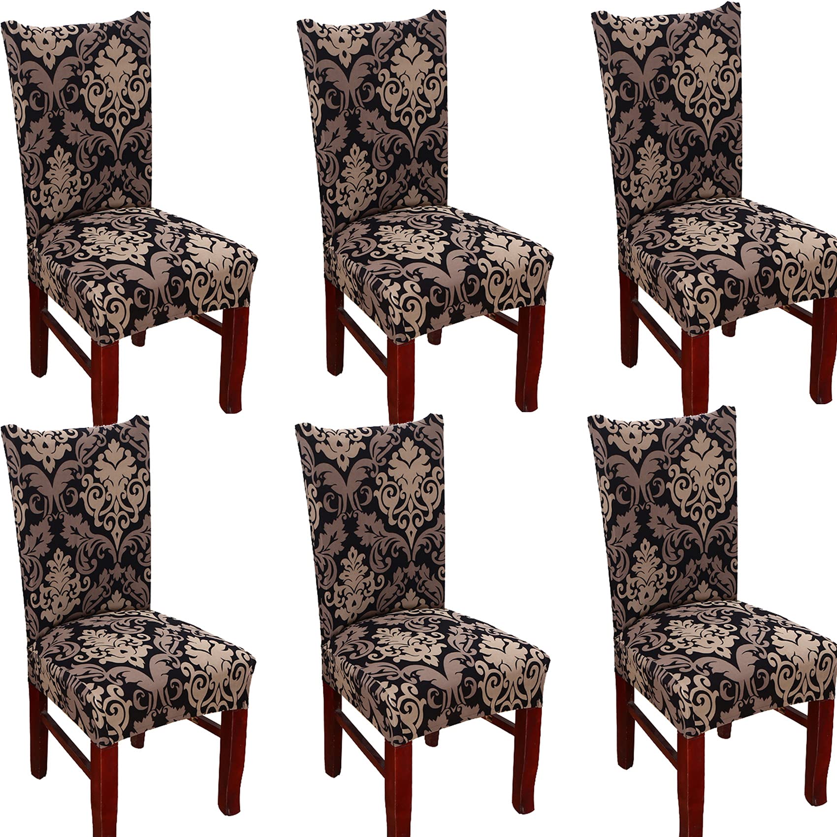 TEERFU Dining Room Chair Covers Slipcovers Set of 6, Stretch Removable Washable Dining Chair Protector Decoration Cover Seat Slipcover for Hotel,Ceremony,Banquet,Kitchen,Restaurant,Home
