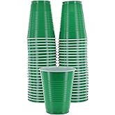 Amcrate Disposable Cups, Green 18-Ounce Plastic Party Cups, Strong and Sturdy for Wedding, Christmas, Halloween, 50 Pack
