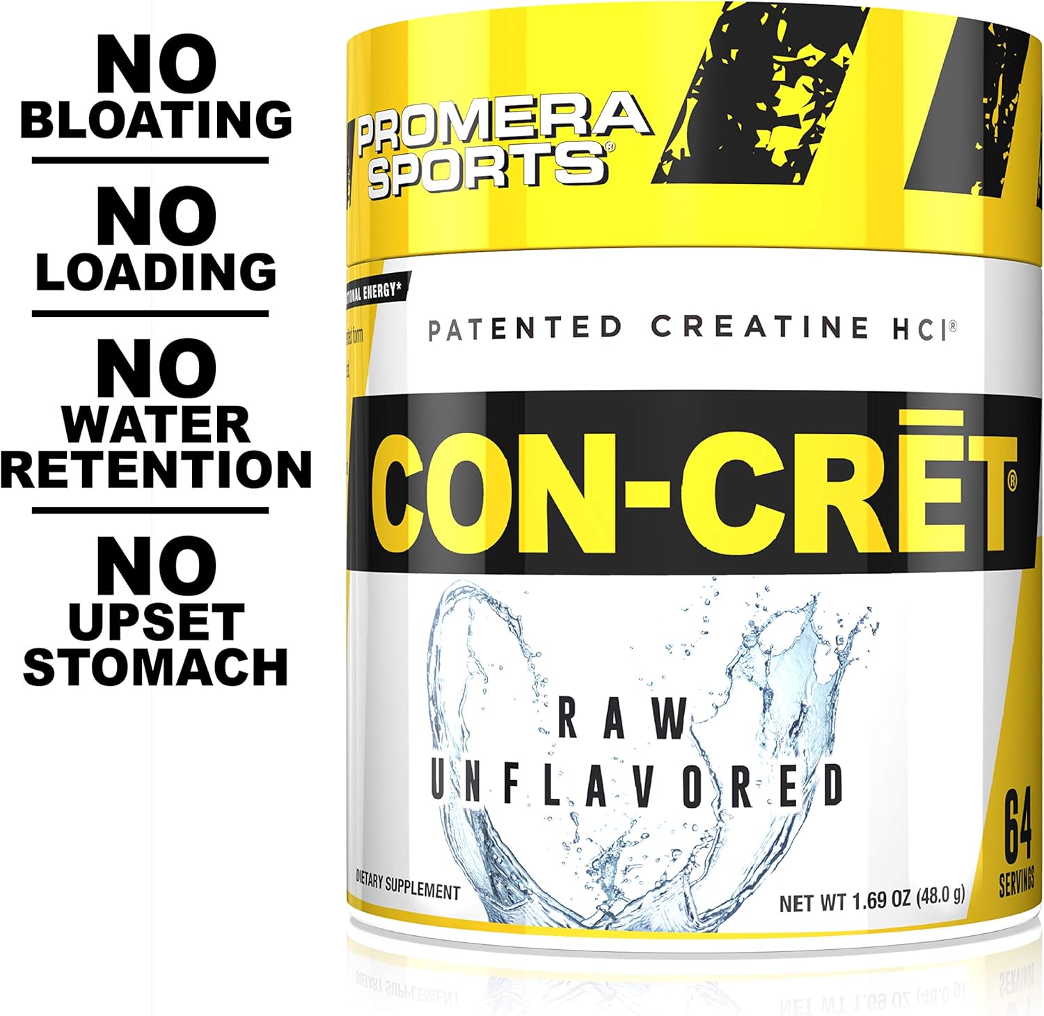 Promera Sports, CON-CRET Creatine HCl Powder, Micro-Dose Creatine, No Bloating, No Upset Stomach, No Water Retention, No Loading, Made in USA, Gluten-Free, Unflavored, 64 Servings: Health & Personal Care