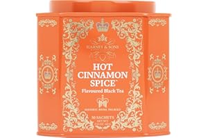 Harney & Sons Hot Cinnamon Spice Tea Tin - Black Tea with Orange & Sweet Clove - 2.67 Ounces, 30 Sachets
