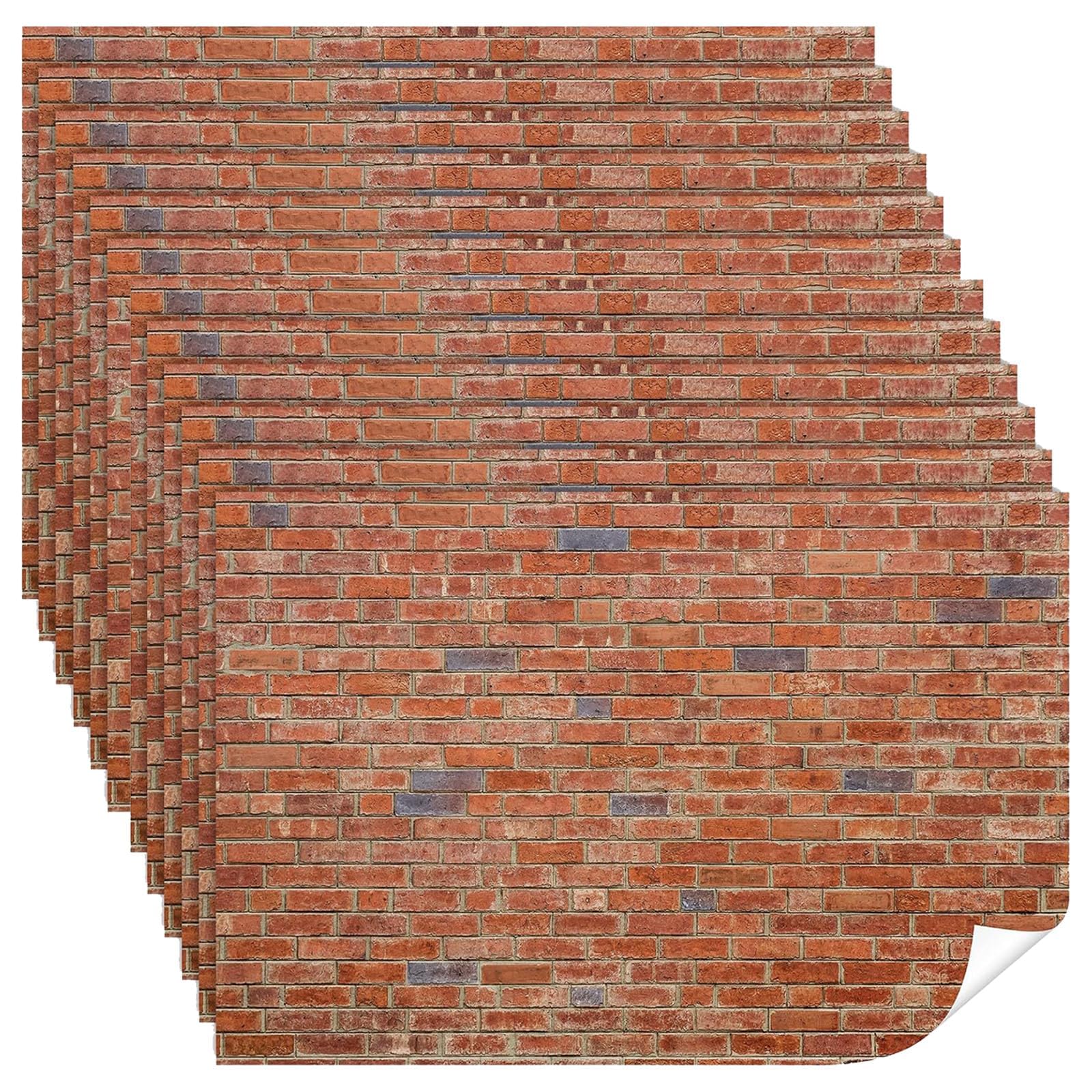 12 PCS Miniature Dolls House Wallpaper, Red Brick Wallpaper Practical Peel and Stick Wallpapers Miniature Dollhouse Wallpapers, Self Adhesive Wall Paper for DIY Decor for 15 Years Old and Above