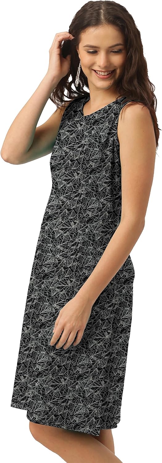 so sweety cotton sleeveless black night dress -llpaop2008