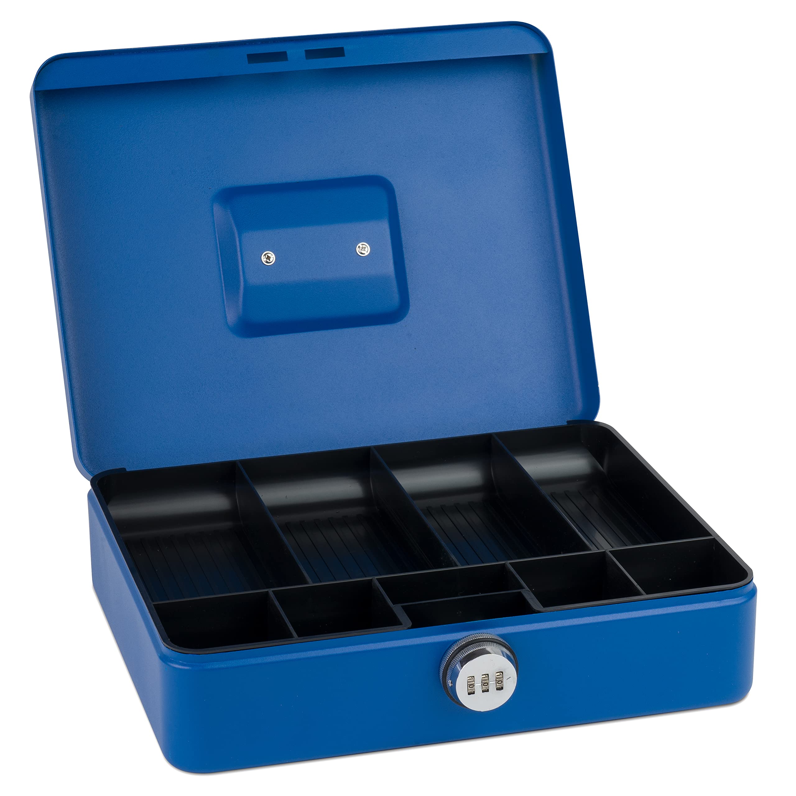 SAX Cash Box with Combination Lock, Extra Strong Lock, 30 x 24 x 9 cm, X-Large, Blue, 0-824-14