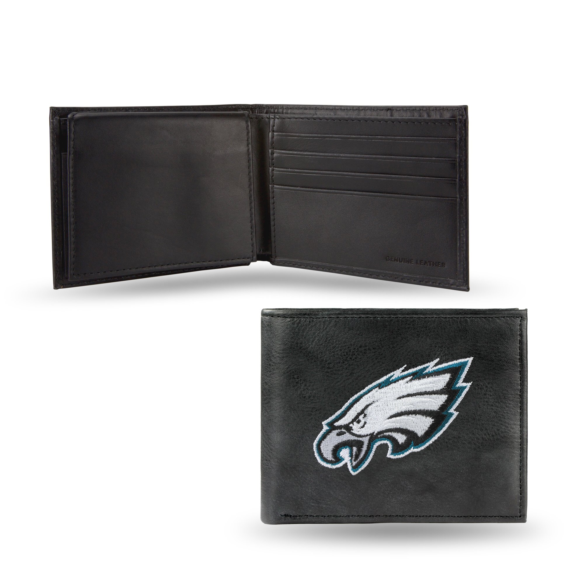 Rico Industries NFL Embroidered Leather Billfold Wallet, Philadelphia Eagles, 3.25 x 4.25-inches