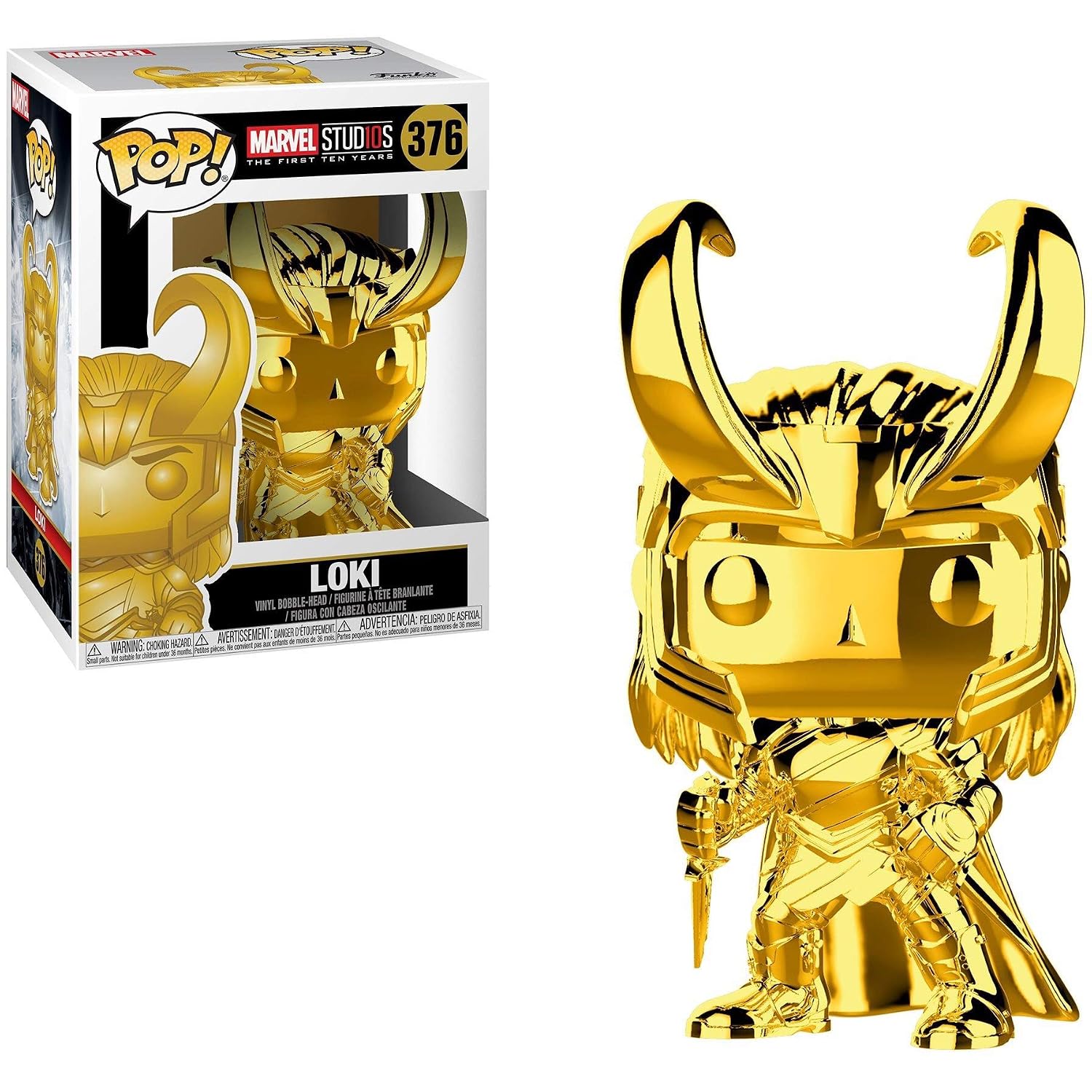 Funko Loki Chrome Color Marvel Stud10s The First Ten Years X Pop Marvel Vinyl Figure 1 Pet Plastic Graphical Protector Bundle 376 33435