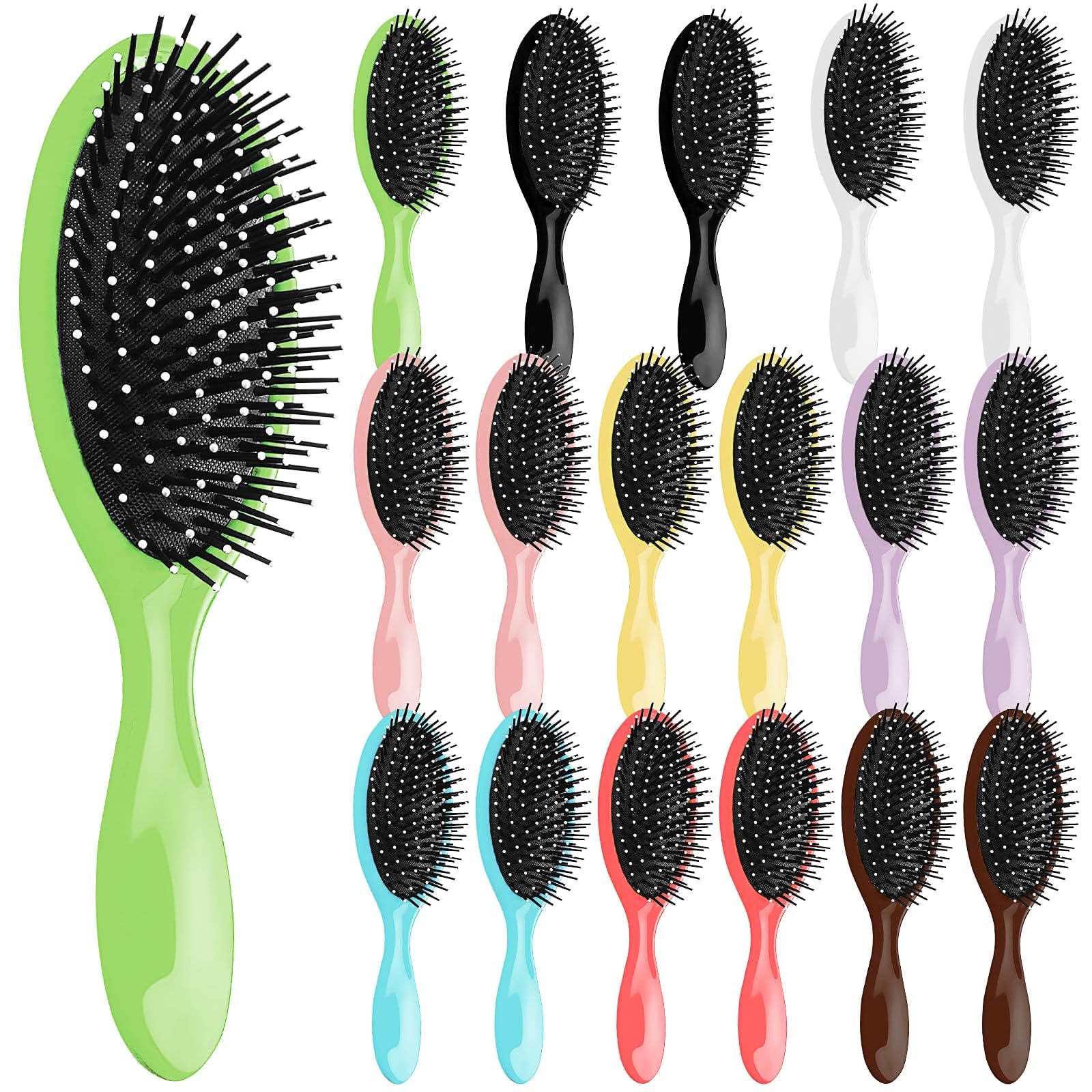18 Pack Wet Hairbrushes Bulk, Travel Detangling Hair Brushes Set, 22 x 7.2cm Soft Dry Hairbrushes for Women Men, Detangler Hair Brush for Curly Straight, Multicolor