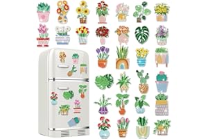 Remuuly 30 Pcs Diamond Painting Magnets Summer Diamond Art Magnet Kits for Adults Spring Flower Animal Cupcake 5D Rhinestones Refrigerator Magnetic Stickers for Fridge DIY Crafts Gifts(Spring)