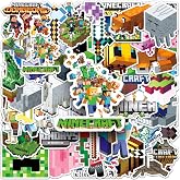 50 Pcs Pixel Miner Style Stickers, Stickers for Water Bottles, Video Game Party Supplies for Teens Mens Gamer Adults