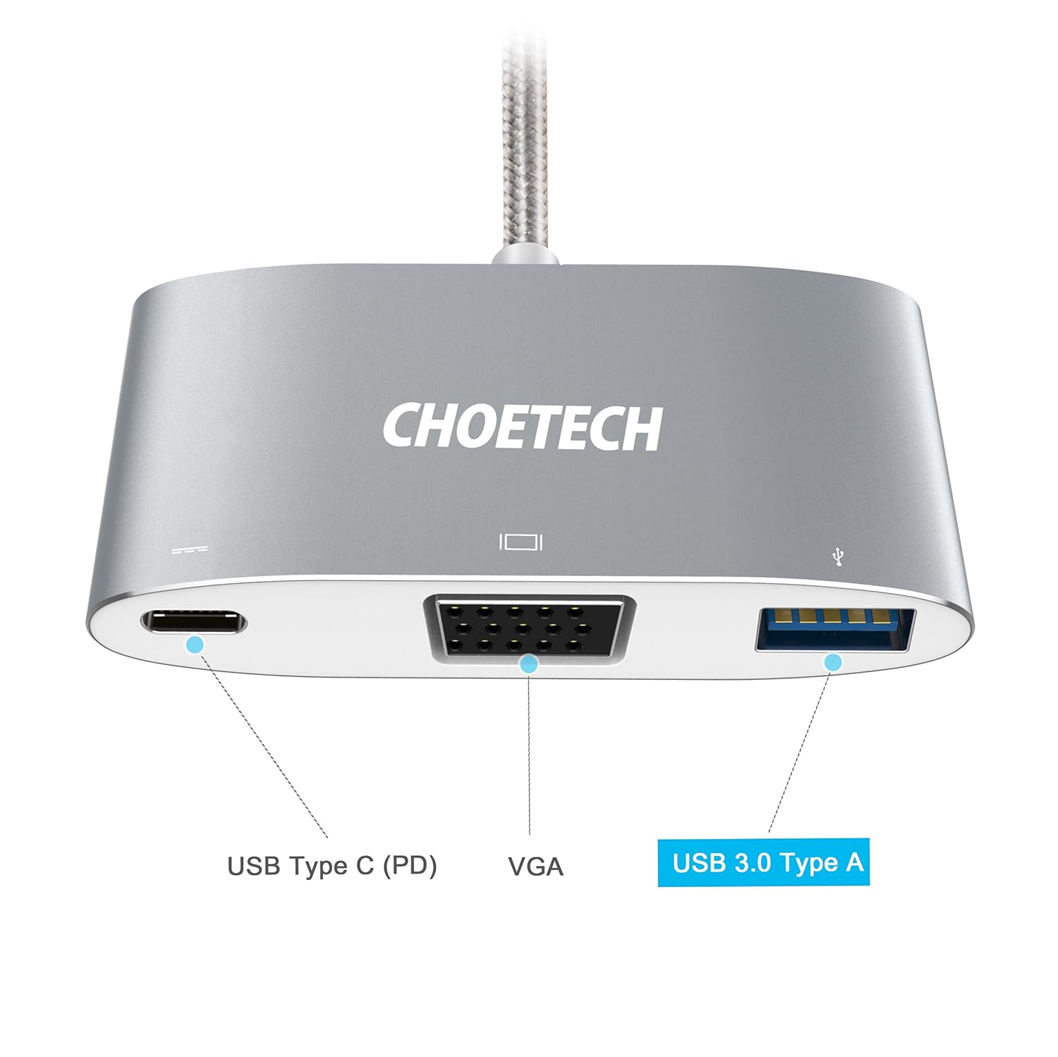 Adattatore USB Type C a VGA/TypeC/USB 3.0 Choetech
