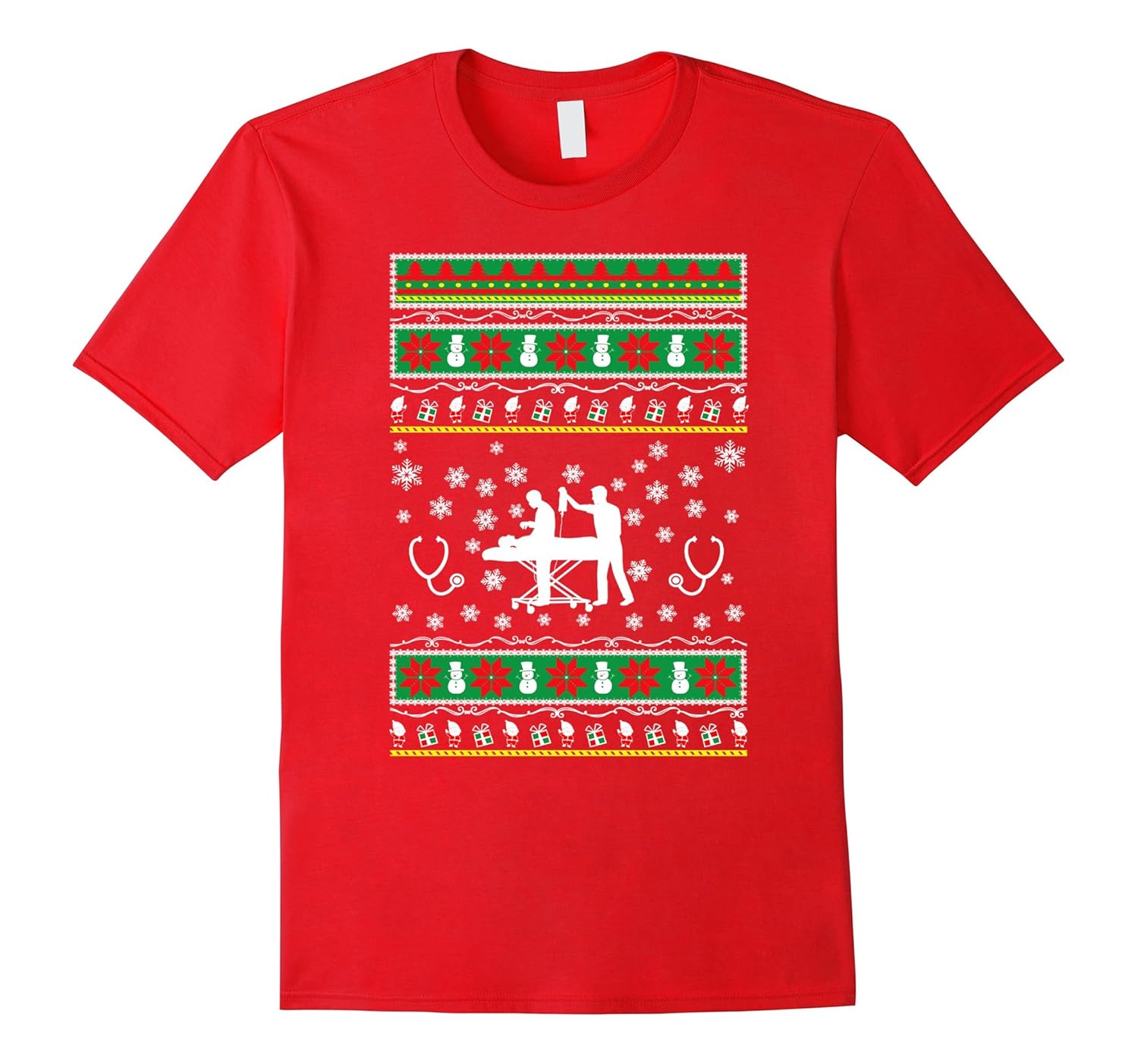 Paramedic ugly christmas sweater style gift tshirt-ANZ