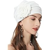 ZLYC Women's Summer Beanie Hat Elastic Chemo Hat with Flowers