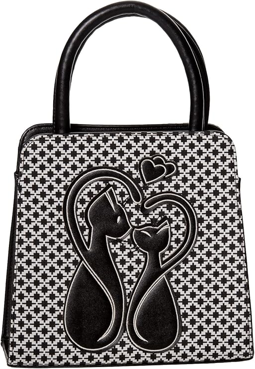 1950s Handbags, Purses, and Evening Bag Styles Retro Vintage Gothic Cat Handbag from Banned Apparel £26.00 AT vintagedancer.com