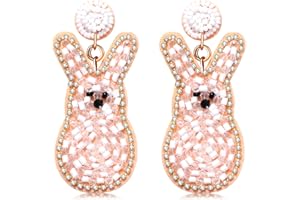 CEALXHENY Beaded Easter Earrings Handmade Easter Bunny Egg Earrings for Women Cute Spring Holiday Easter Rabbit Dangle Drop Earrings Jewelry Gifts