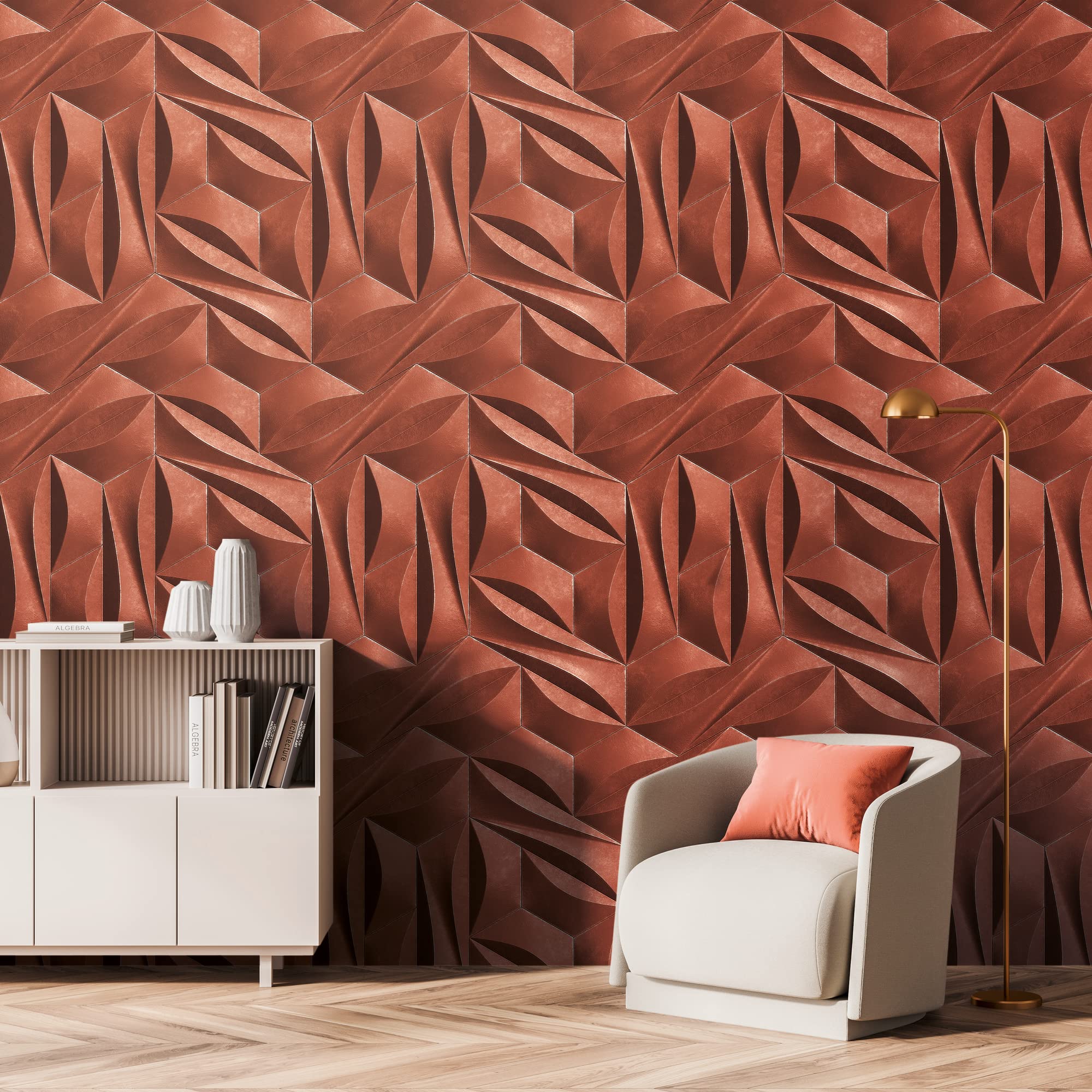 Livingwalls Travel Styles Non-Woven Wallpaper with 3D Look in Red and White - Oriental Wallpaper for Various Rooms in 1.59 m x 2.80 m