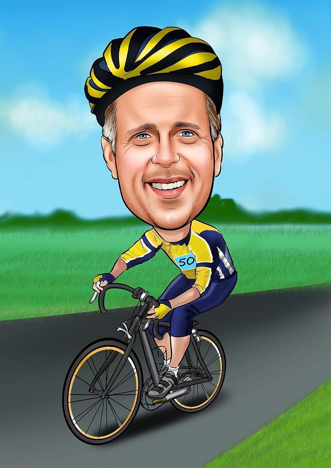 Cyclist Caricature Gift: Amazon.co.uk: Handmade