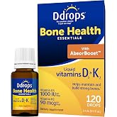 Ddrops Adult Bone Health 1000 IU Vitamin D3 + 90 mcg K2-120 Drops - Helps Maintain and Build Strong Bones and Teeth. No Artificial Preservatives, No Sugar, Non-GMO, Allergy-Friendly