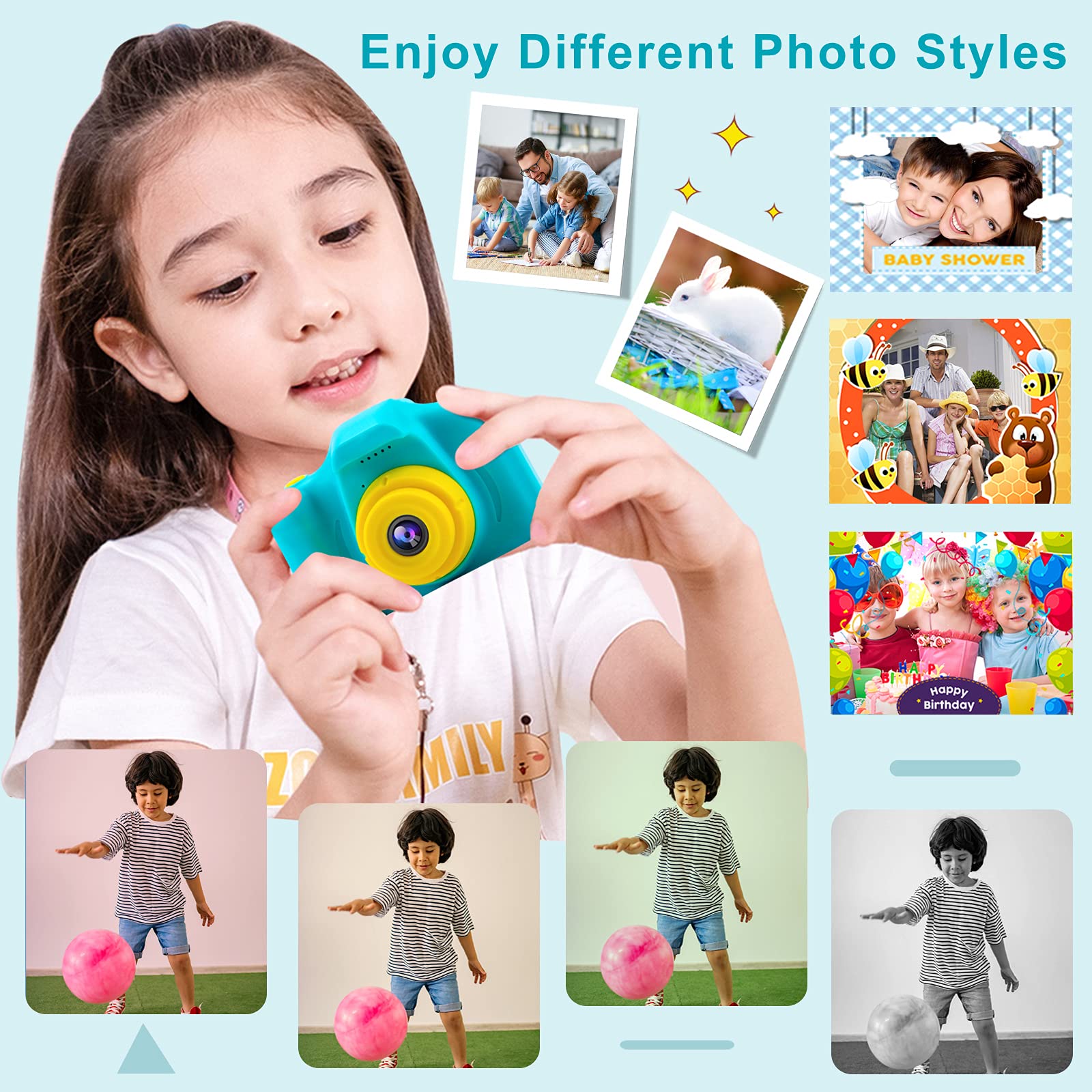 PROGRACE Kids Camera Boys Toy - Camera for Kids Boys Birthday Gifts 3 4 5 6 7 8 9 Year Old Children Toy Toddler Video Digital Camcorder IPS 2 Inch(No sd Card)