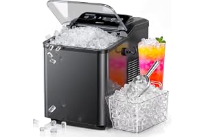 Nugget Ice Maker Countertop, Pellet Ice Makers Soft Chewable Ice 35lbs/Day, Premium Stainless Steel Ice Maker Machine Ready in 6 Mins with Scoop, Touch Screen & Auto Ice Drop for Home Kitchen Office