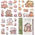 YagCu Scrapbook Sticker Book, 50 Sheets Journaling Stickers, Junk Journal Supplies, Pre-Cut Aesthetic Washi Materials, Watercolor Scrapbooking for Adults, Decorative Ephemera Planner Arts Craft