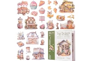 YagCu Scrapbook Sticker Book, 50 Sheets Journaling Stickers, Junk Journal Supplies, Pre-Cut Aesthetic Washi Materials, Watercolor Scrapbooking for Adults, Decorative Ephemera Planner Arts Craft