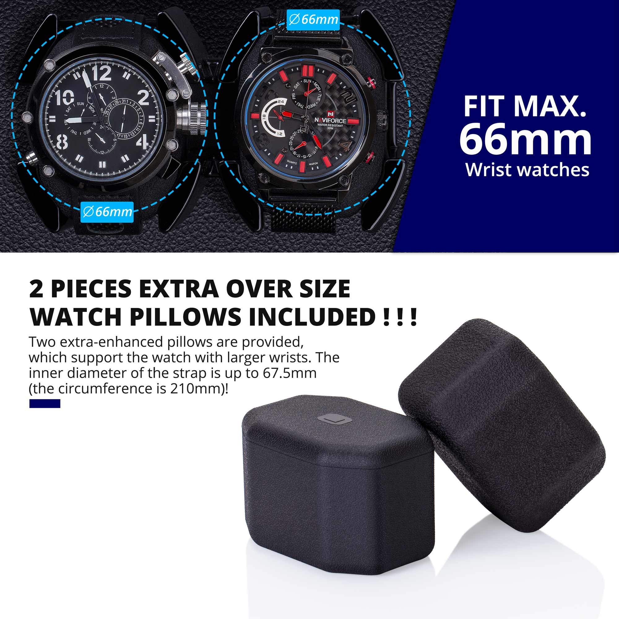 JINS&VICO Watch Winder, [Newly Upgraded] Soft Flexible Watch Pillows Automatic Watch Winder Box, 8 Winding Spaces with Built-in Illumination