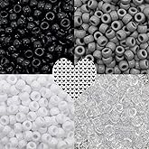 1200pcs Black and White Pony Beads, Pony Beads Bulk for Bracelets Necklace Jewelry Making, Arts & Crafts Beading Supplies for Jewelry Making, Hair Beading (Boxed)
