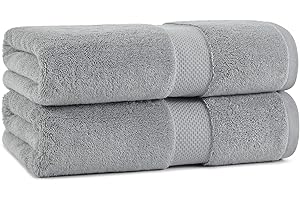Aston & Arden Egyptian Bath Towels - Pack of 2 - Oversized Ultra Soft Thick & Absorbent, 100% Ringspun Egyptian Cotton Bathroom Towel for Spa, Hotel, 600 GSM, 30 x 54 in, Dark Grey