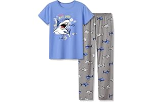 Beezizac Little Big Boys Pajamas Cozy Short Sleeves & Pants Cool 2-Piece PJ Set Kid Sleepwear Size 6-18