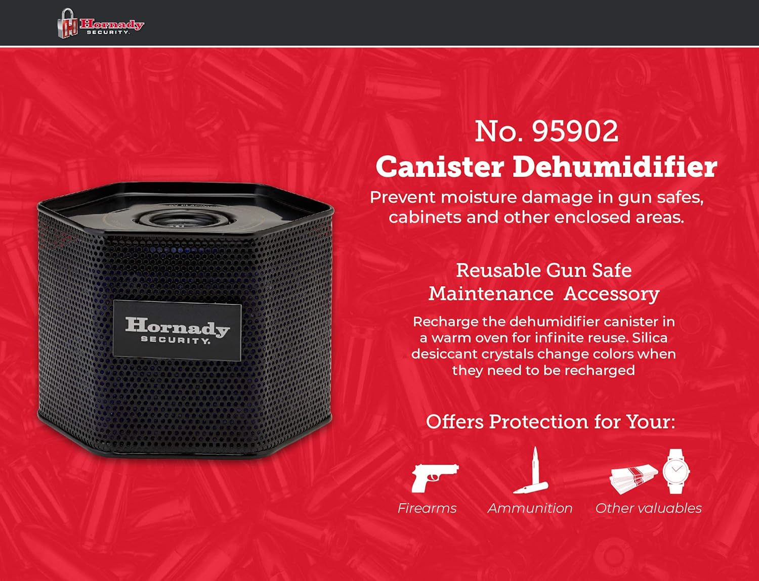 Hornady Reusable Canister Dehumidifier 750G, 95902 - Portable, Easy to Use Moisture Absorbers for Gun Safes & Cabinets - Prevent Moisture Damage for Gun Safe Accessories, Firearms in Your Gun Vault : Sports & Outdoors