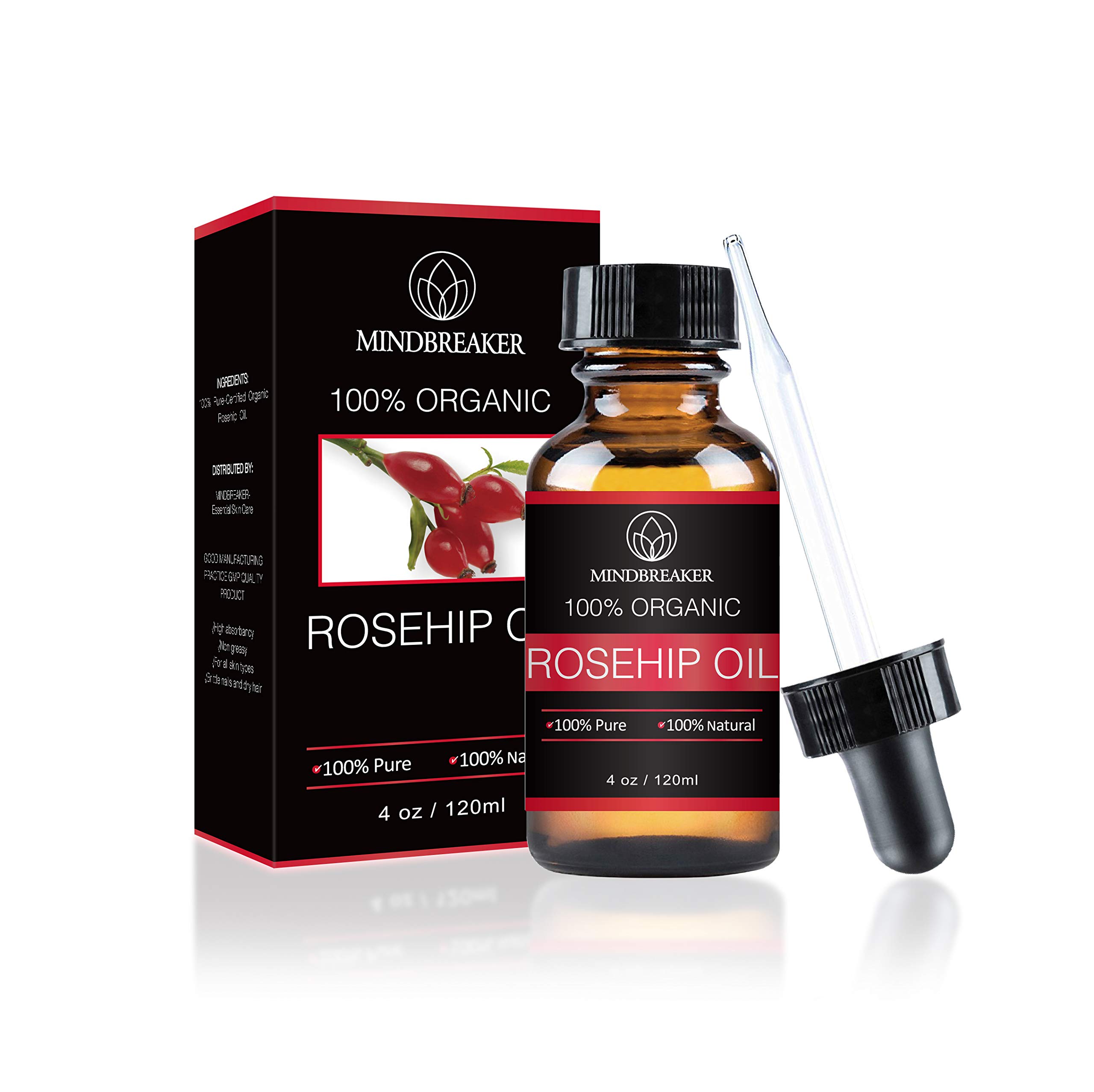 100% Pure Rosehip Seed Oil For Face, Nails, Hair and Skin- 100% Pure & Natural Certified Organic - Natural Moisturizer - Cold Pressed Premium Rose Hip Seed Oil - (60 ml)