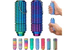 RWIXR 2Pcs Little Ouchies Pain Fidget with Button Click & Spinners, Pocket Pain Stim Fidget Toy with Keychain, Stress Relief Novelty Gifts for Man (2PES-GreenBlue+RedBlue)