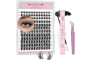 Lash Clusters Kit with 144 Pcs Individual Lashes Cluster Lashes Bond and Seal Lash Remover Eyelash Extension Kit for Beignner