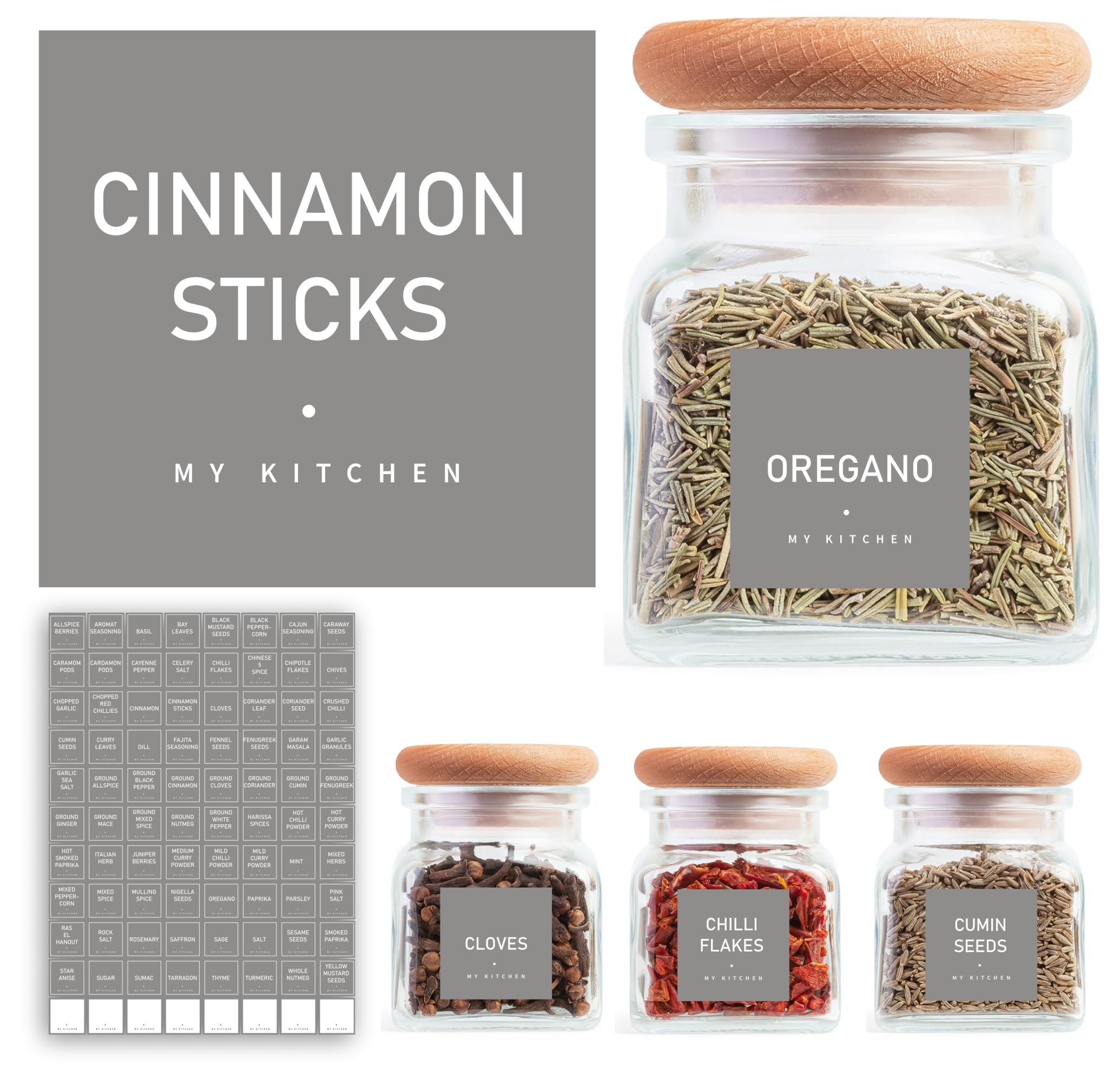 Spice Jar Labels - Elephant Grey