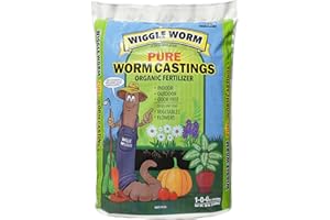 Wiggle Worm 100% Pure Organic Worm Castings Fertilizer, 30-Pounds - Improves Soil Fertility and Aeration for Houseplants, Vegetables, Gardens, and More – OMRI-Listed and Mineral-Dense