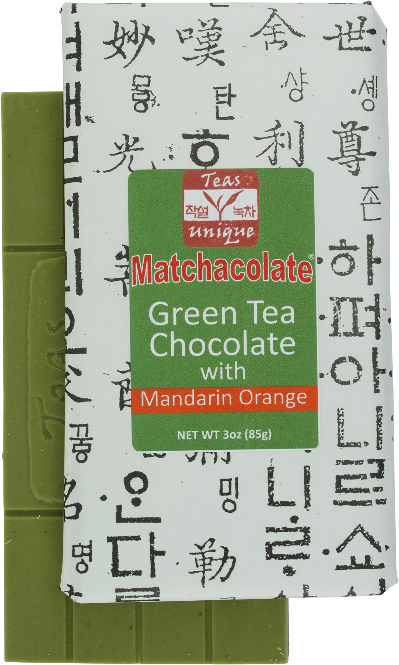 Matchacolate Green Tea Matcha with Mandarin Orange Chocolate Bar, 3oz