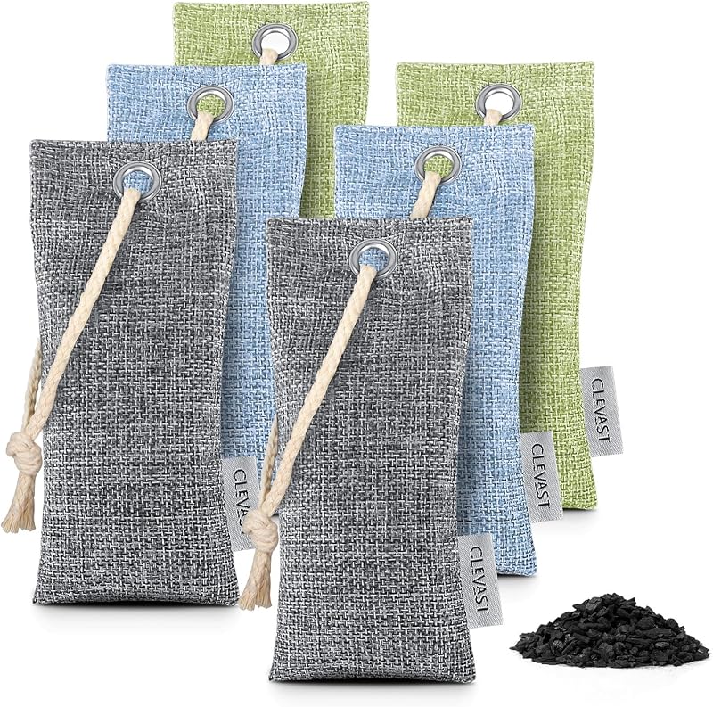 CLEVAST Bamboo Charcoal Air Purifying Bags 6x75g Odor Moisture Removal