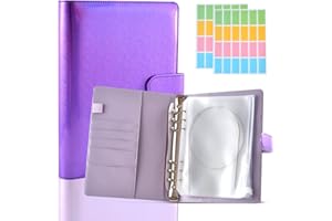 WANGDEFA Knitting Needle Case Set Circular Knitting Needle Case Knitting Needle Storage 1 pcs Macaron Cover 10 pcs Binder Pockets 48 pcs Label Paper for Collecting Sorting