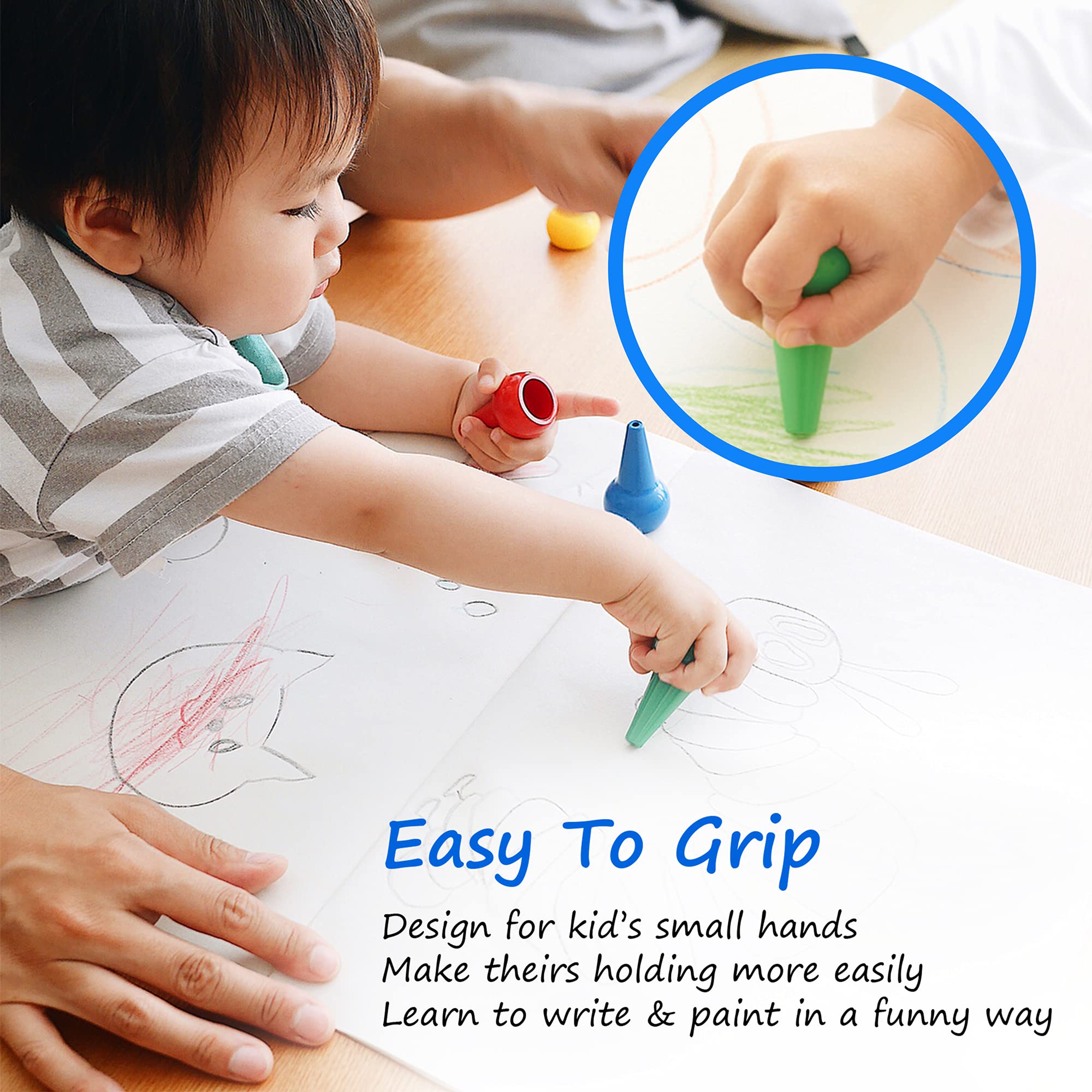 Gibot 12 Colors Toddlers Crayons Palm Grip Crayons, Sticks Stackable Toys Safe for Kids, Children, Boys and Girls