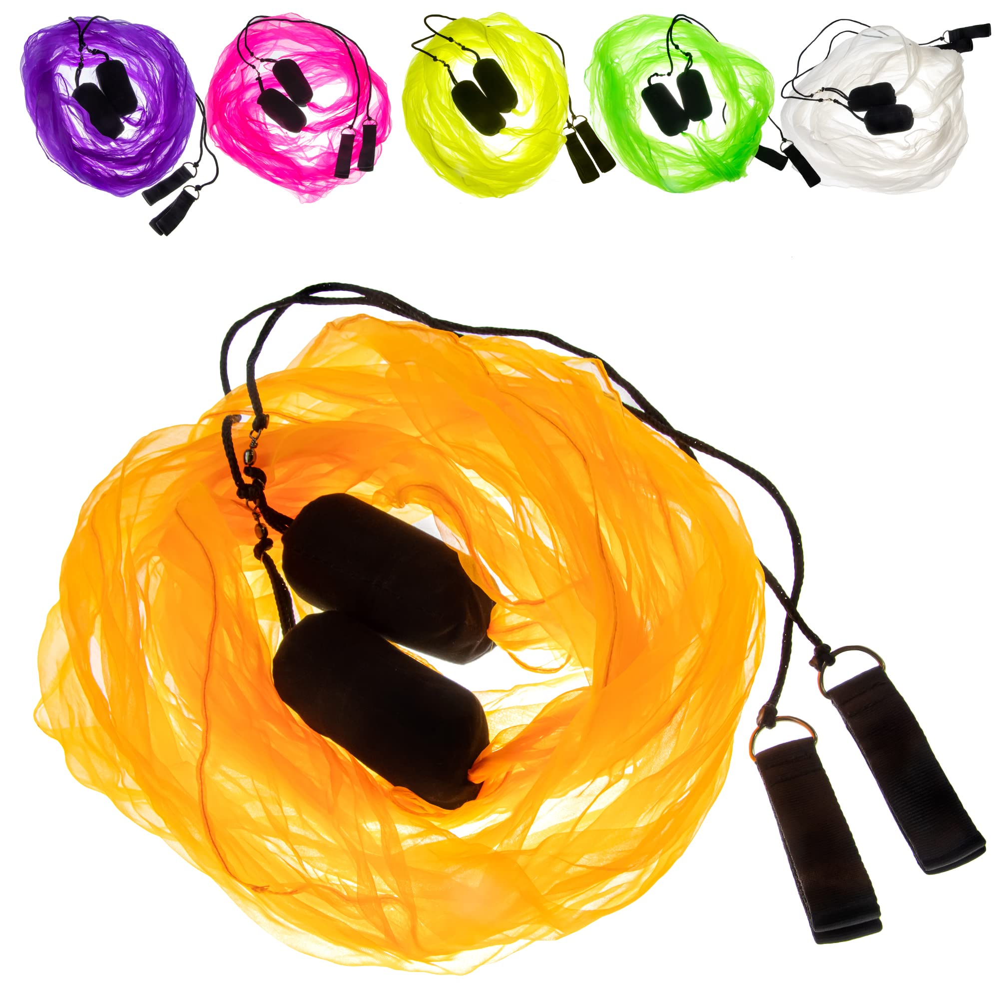 Juggle Dream Scarf Flag POI Set - Practice Juggling Spinning Poi Soft Heads Spiral Pois Exercise Kit with Learning Video - Suitable for Beginners and Professionals (Orange)